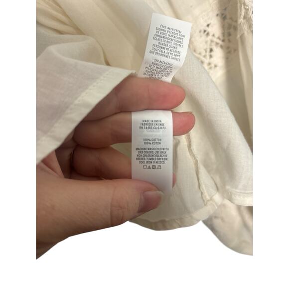 NWT Aerie White Crochet‎ Long Sleeve Button Down Shirt Cottage Medium Boho - Picture 4 of 6